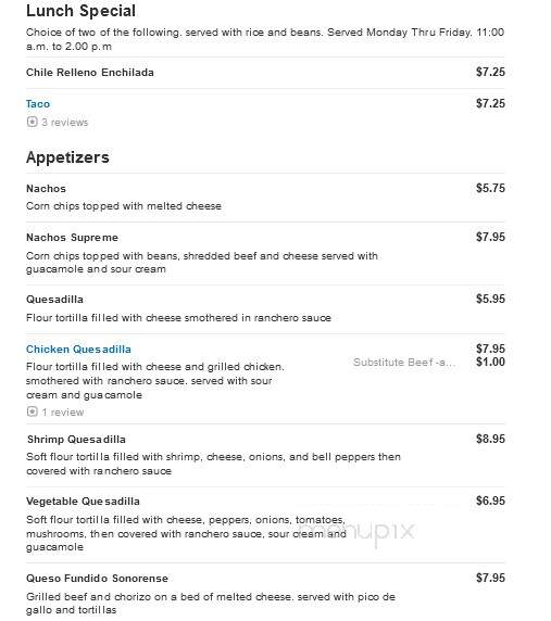 El Tapatio Mexican Restaurant - Grand Island, NE menu_pic
