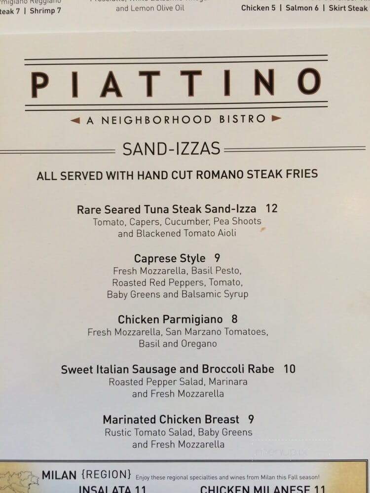 Piattino Neighborhood Bistro - Mendham, NJ menu_pic