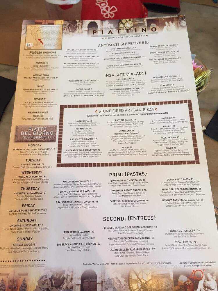 Piattino Neighborhood Bistro - Mendham, NJ menu_pic