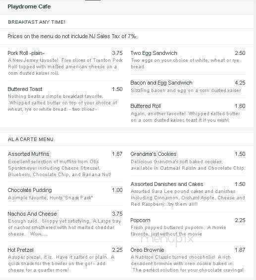 Playdrome Snack Shop - Toms River, NJ menu_pic