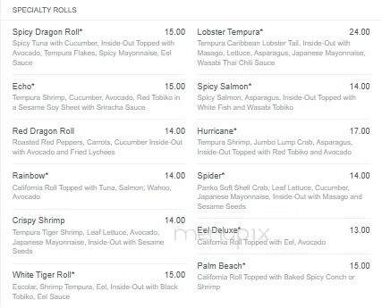 Echo Restaurant - Palm Beach, FL menu_pic