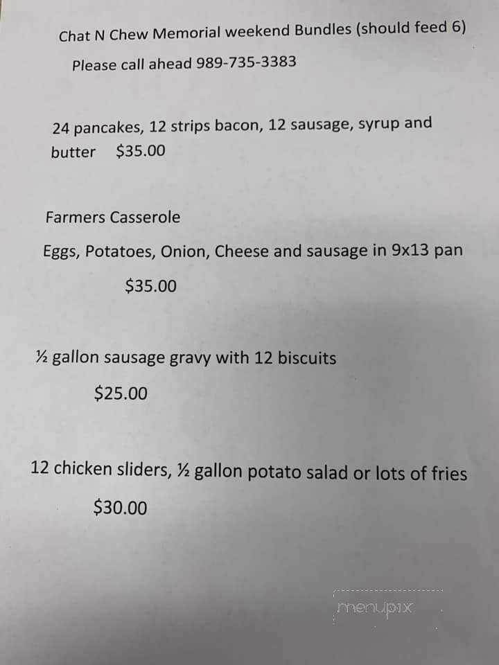 Chat'n Chew - Glennie, MI menu_pic