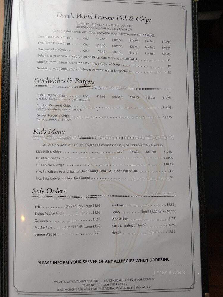 Dave's Fish & Chips - Richmond, BC menu_pic