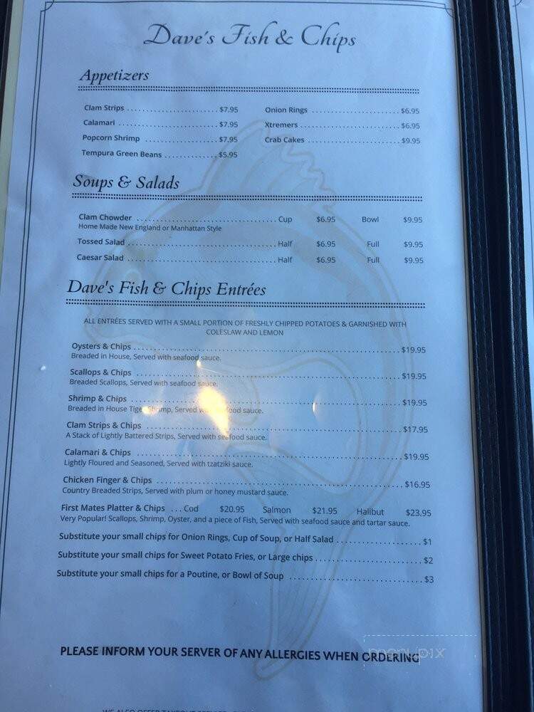 Dave's Fish & Chips - Richmond, BC menu_pic