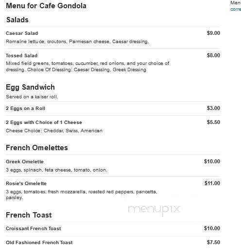 Cafe Gondola - Massapequa, NY menu_pic