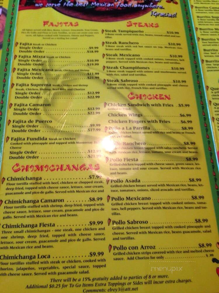 Fiesta Mexicana Restaurant - Lawrenceburg, TN menu_pic
