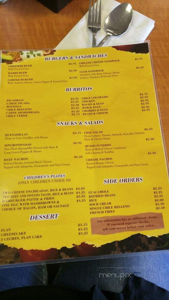 El Rincon De Cortez - El Paso, TX menu_pic