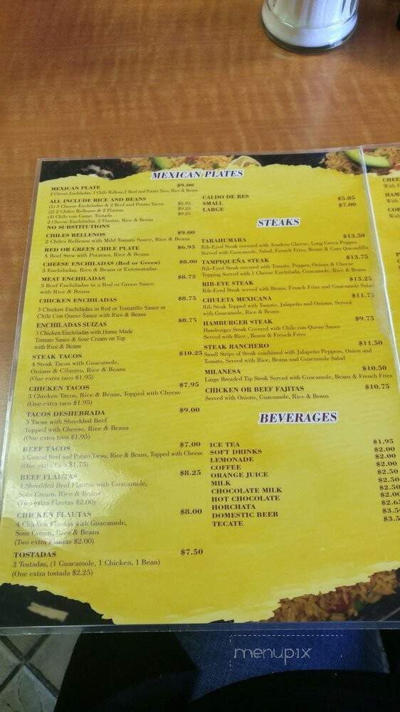 El Rincon De Cortez - El Paso, TX menu_pic