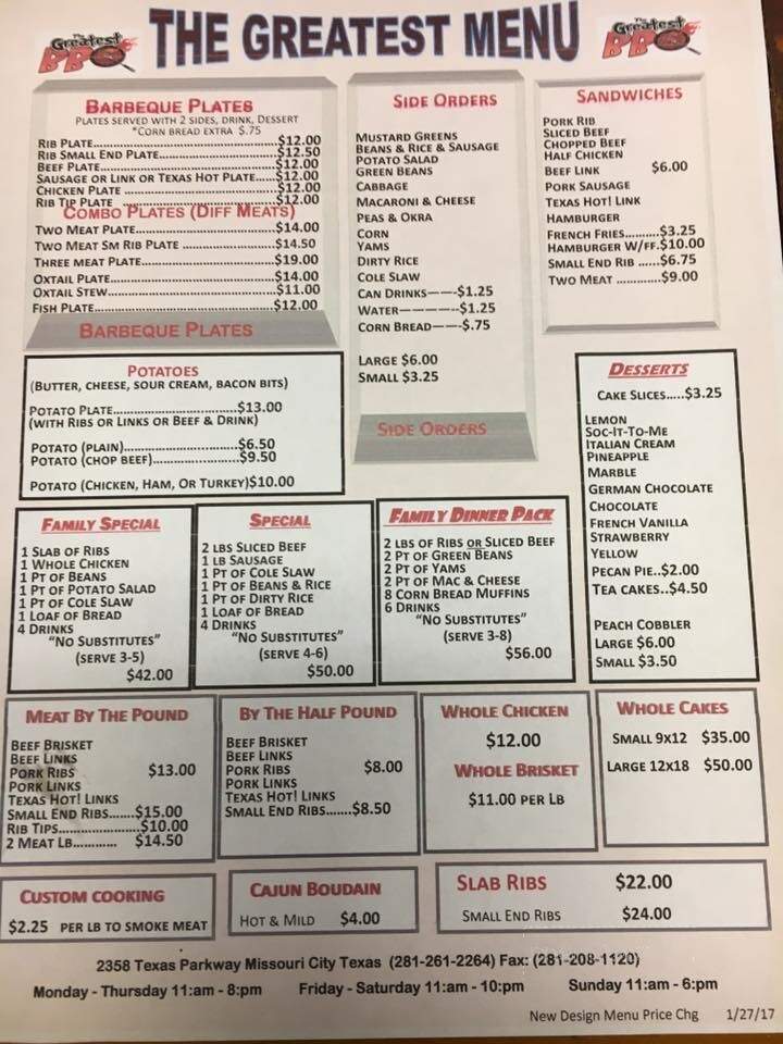 Greatest B-B-Q - Missouri City, TX menu_pic
