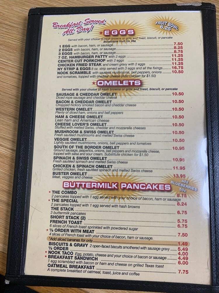 Nook Restaurant - Tomball, TX menu_pic