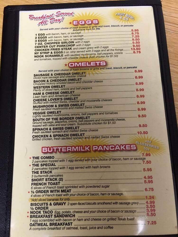 Nook Restaurant - Tomball, TX menu_pic