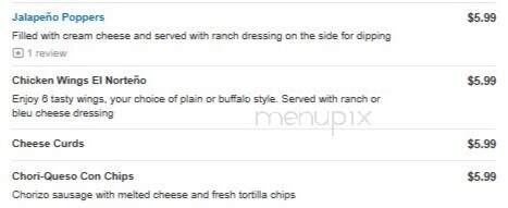 El Norteno Mexican Restaurant - Curtiss, WI menu_pic