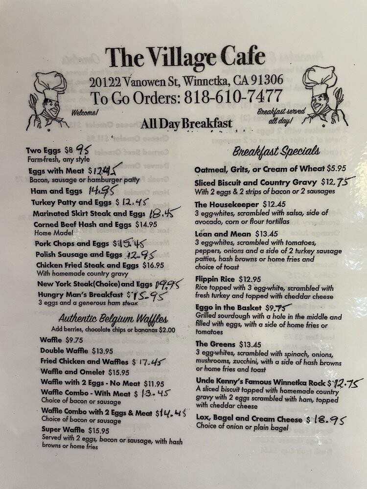 Village Cafe - Winnetka, CA menu_pic