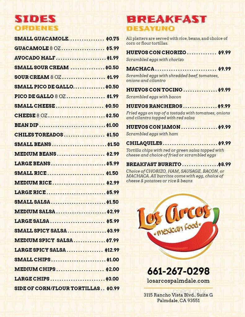 Los Arcos Mexican Food - Palmdale, CA menu_pic