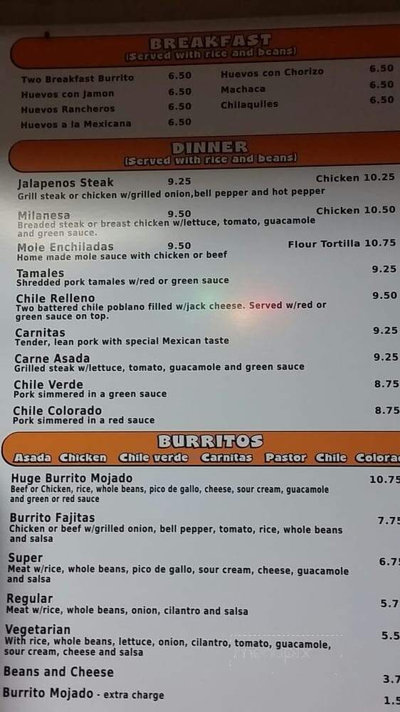 Jalapeno's Taqueria - Modesto, CA menu_pic