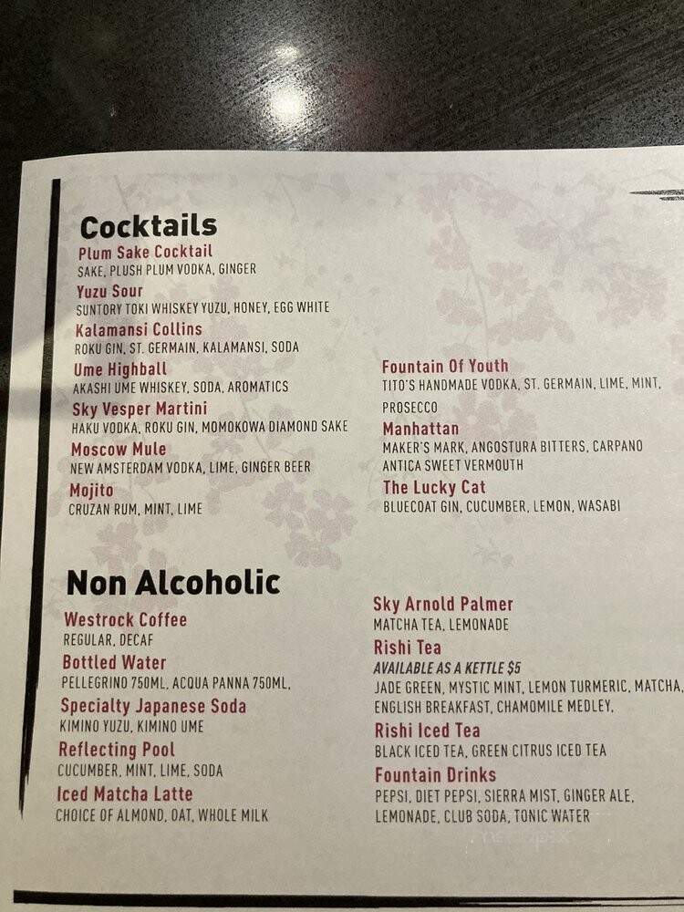 Sky Asian Bistro - Philadelphia, PA menu_pic