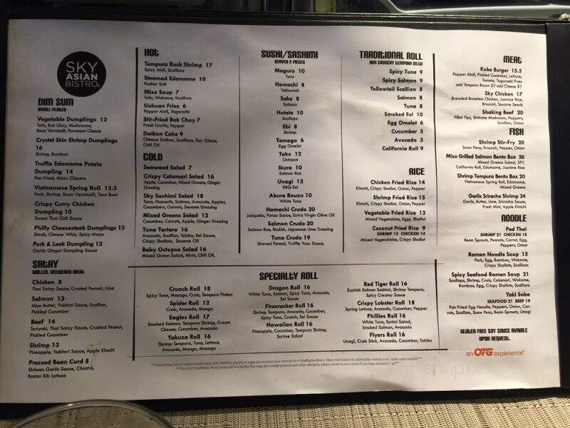 Sky Asian Bistro - Philadelphia, PA menu_pic