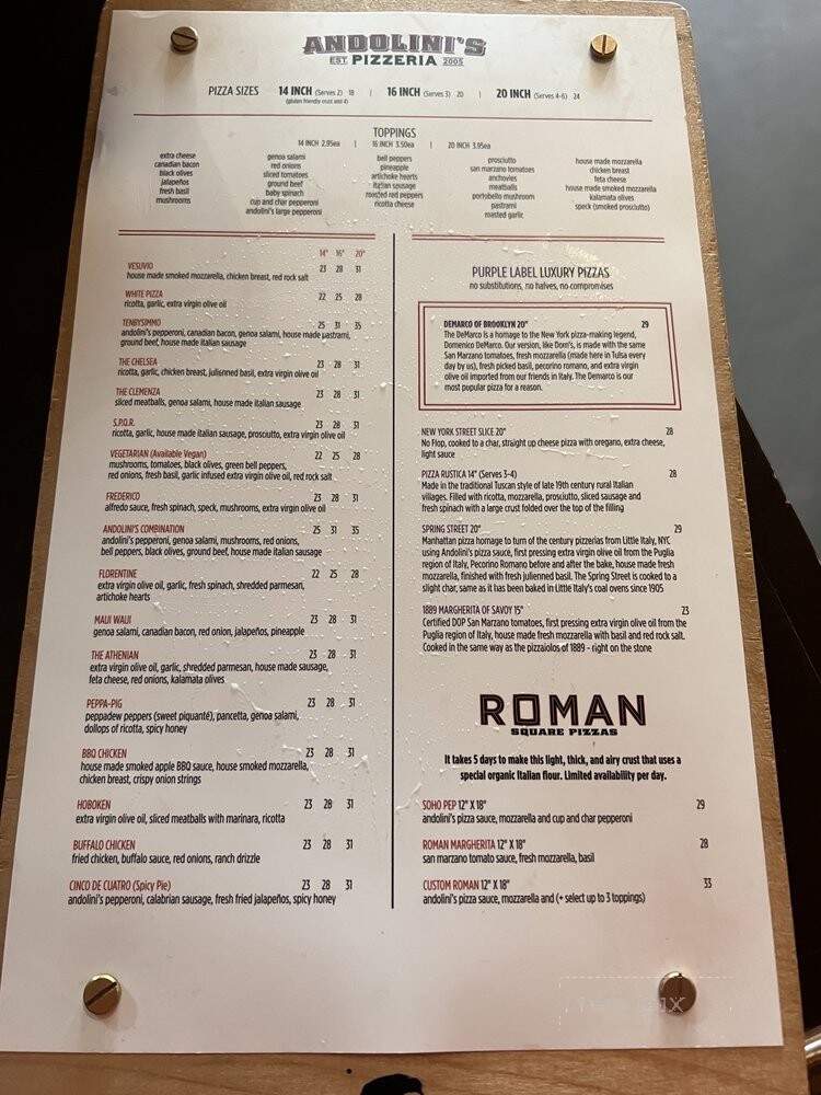 Andolini's Pizzeria - Jenks, OK menu_pic