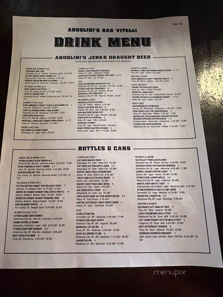 Andolini's Pizzeria - Jenks, OK menu_pic