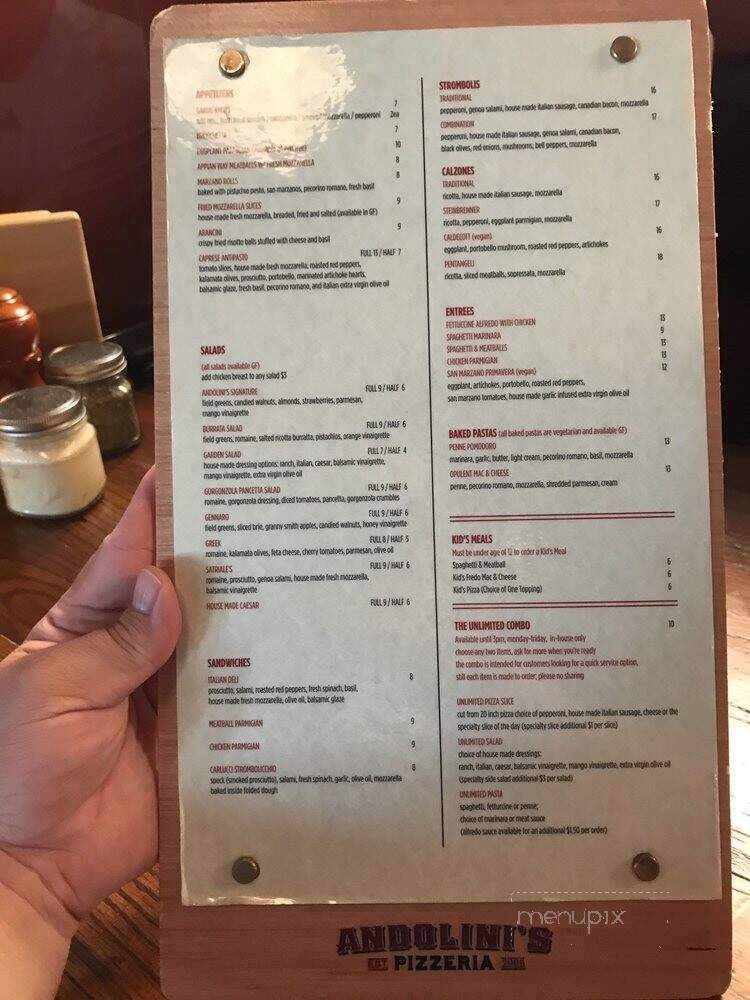 Andolini's Pizzeria - Jenks, OK menu_pic