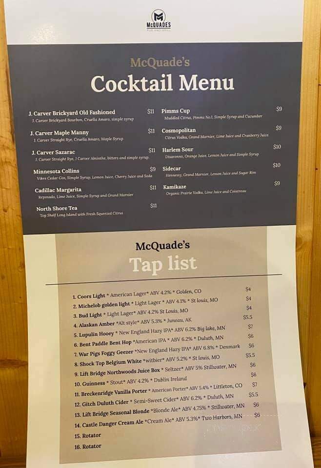 McQuade's Pub & Grill - Two Harbors, MN menu_pic