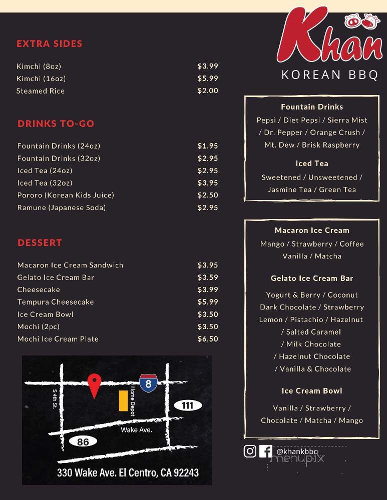 Khan Korean BBQ - El Centro, CA menu_pic