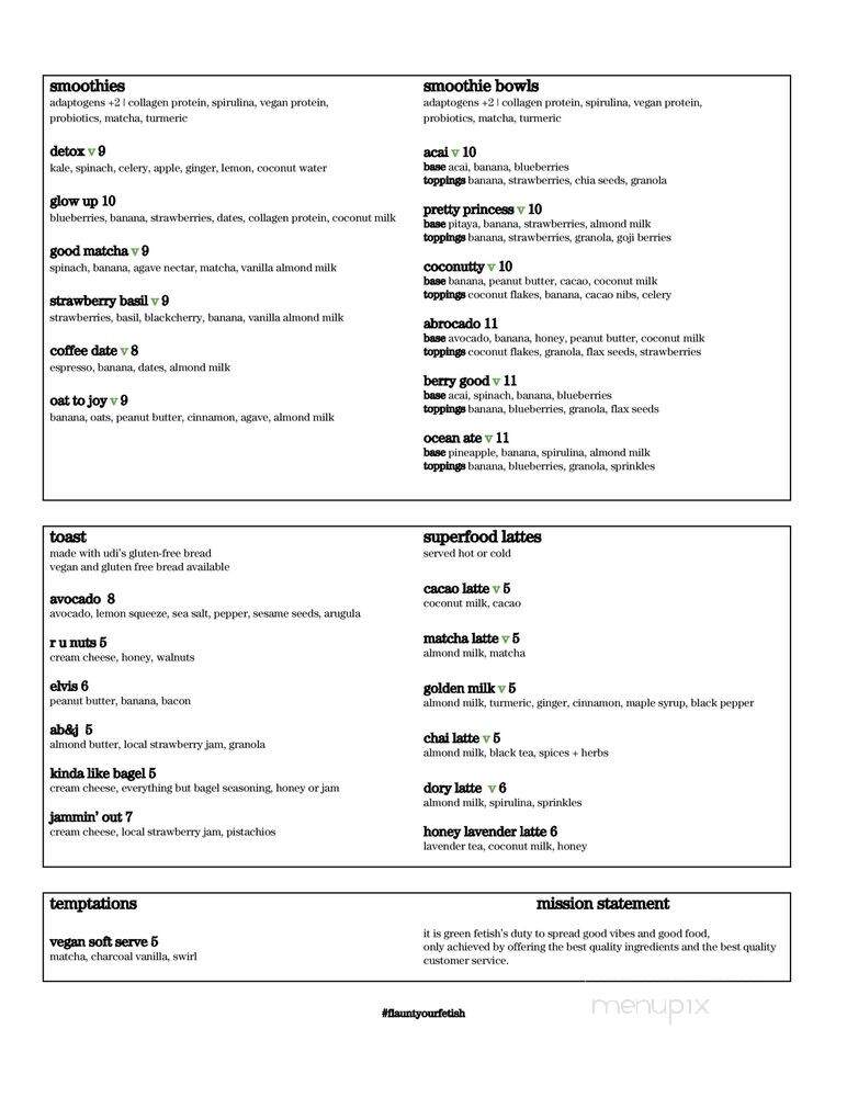 Green Fetish - Greenville, SC menu_pic