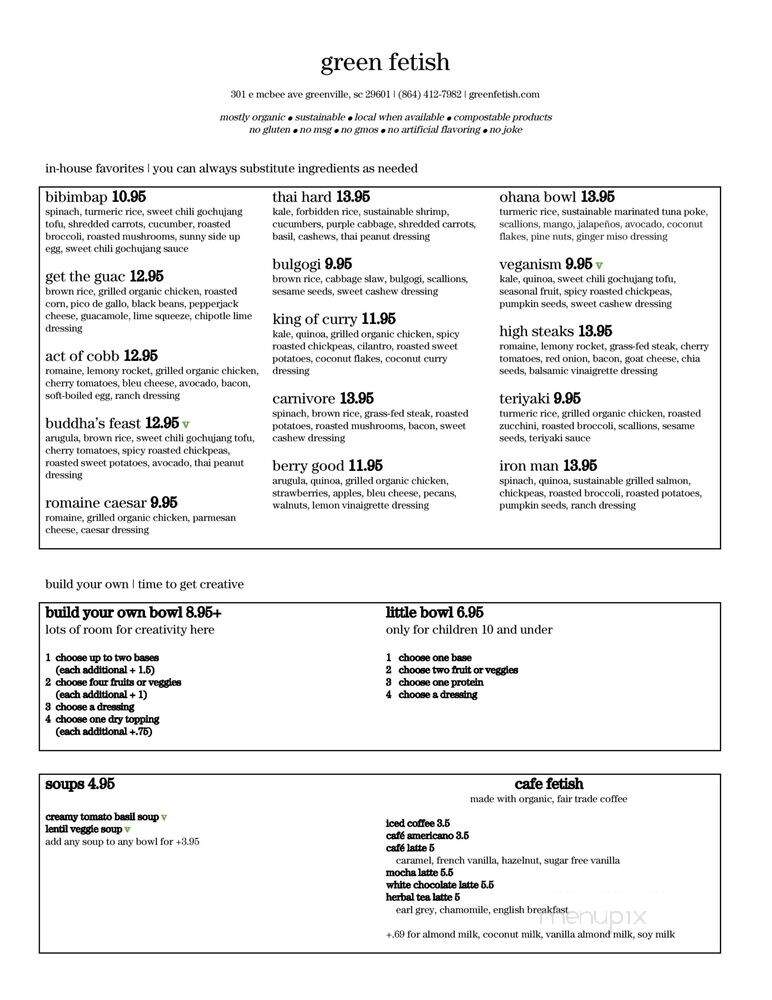 Green Fetish - Greenville, SC menu_pic