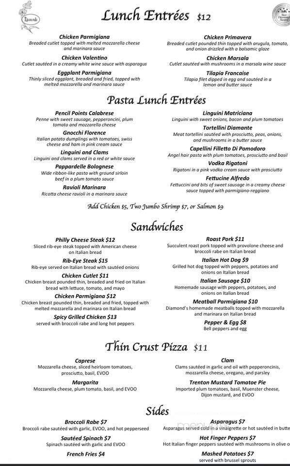 Diamond's Italian Restaurant - Hamilton Township, NJ menu_pic