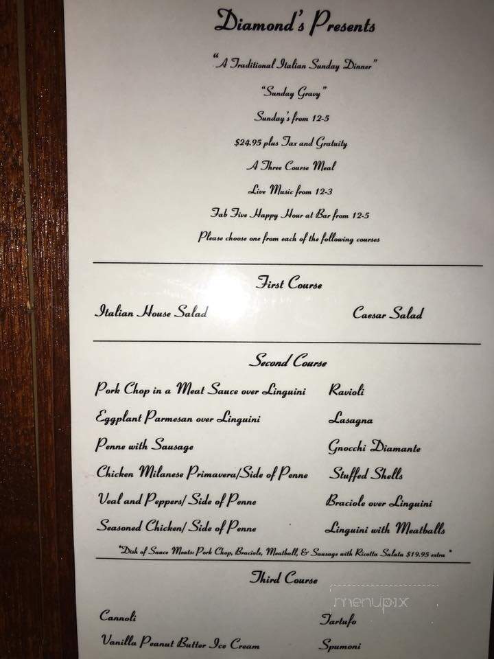 Diamond's Italian Restaurant - Hamilton Township, NJ menu_pic