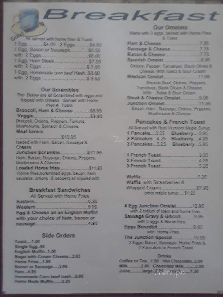 The Junction Restaurant - Troy, VT menu_pic