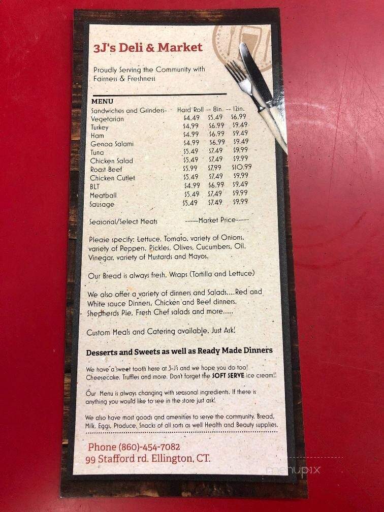 3Js Deli - Ellington, CT menu_pic