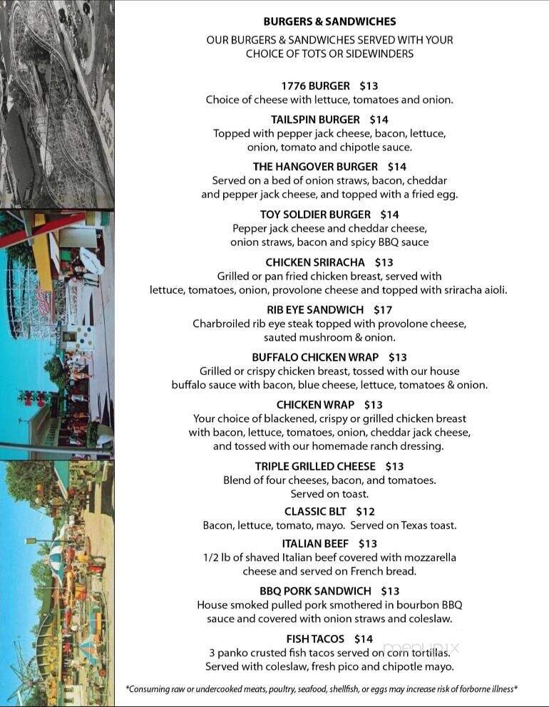 Tail Spin Bar & Grill - Muskego, WI menu_pic