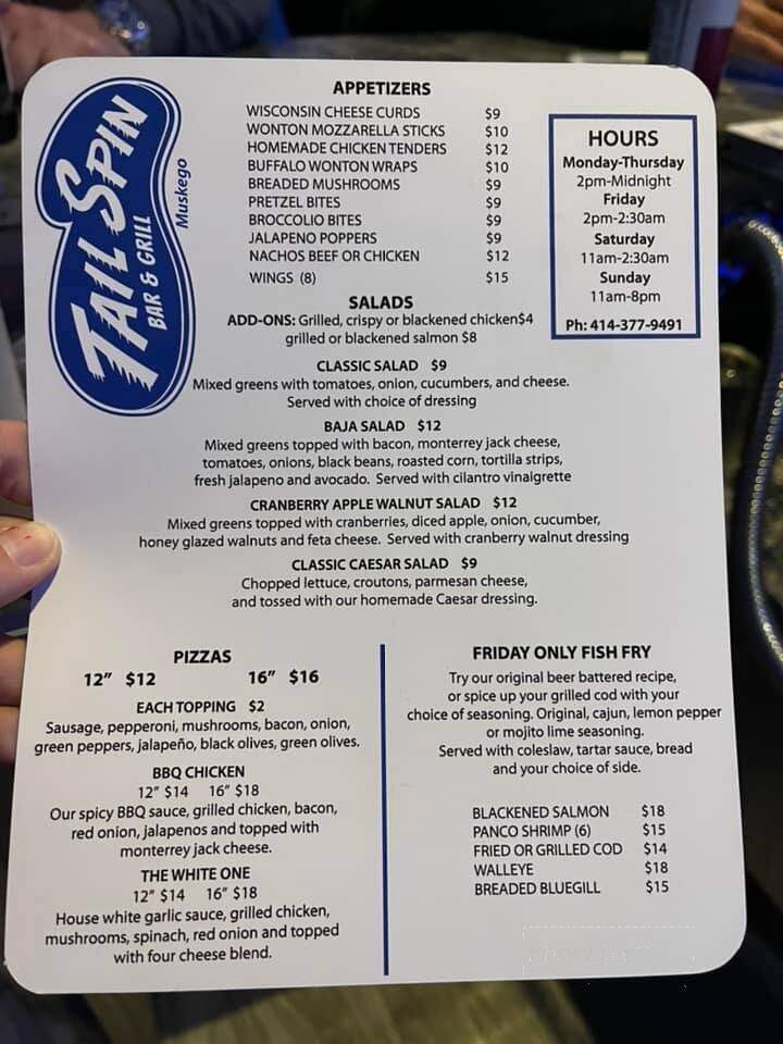 Tail Spin Bar & Grill - Muskego, WI menu_pic