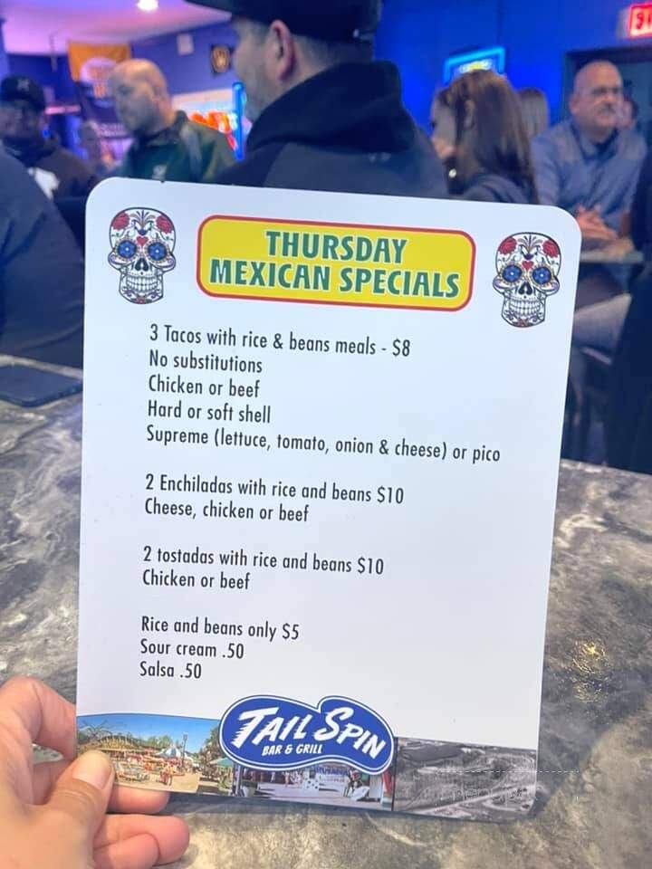 Tail Spin Bar & Grill - Muskego, WI menu_pic