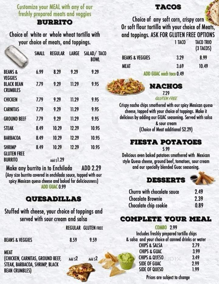 Guac Mexi Grill - Port Elgin, ON menu_pic