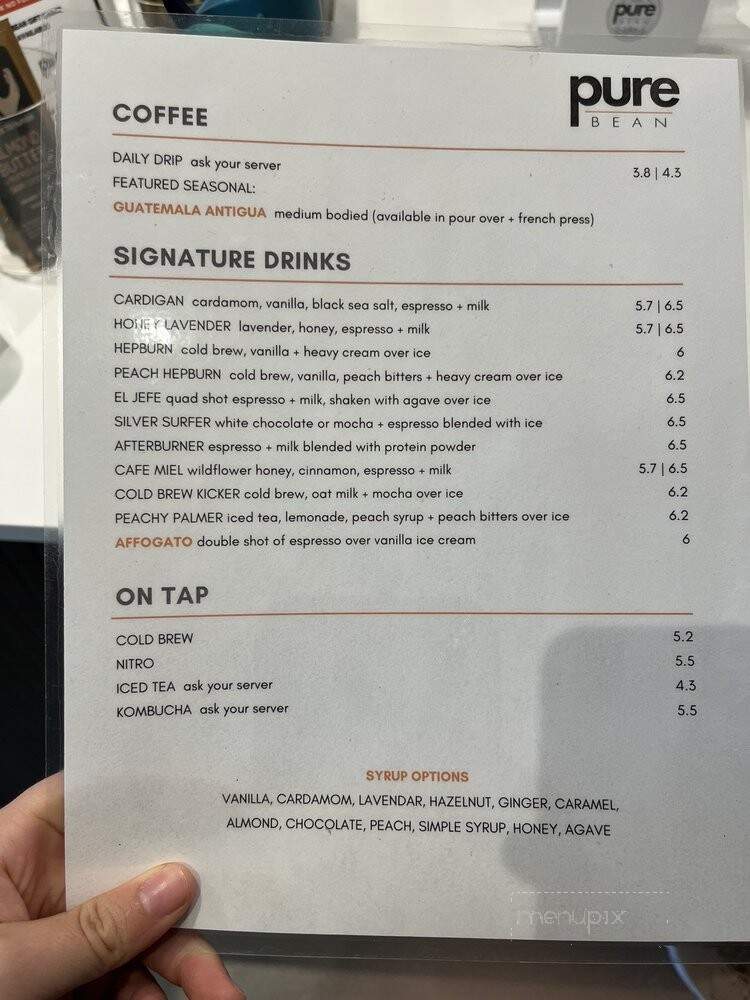 Pure Bean - Manhattan Beach, CA menu_pic