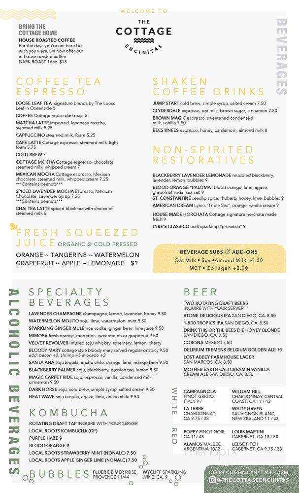 The Cottage - Encinitas, CA menu_pic