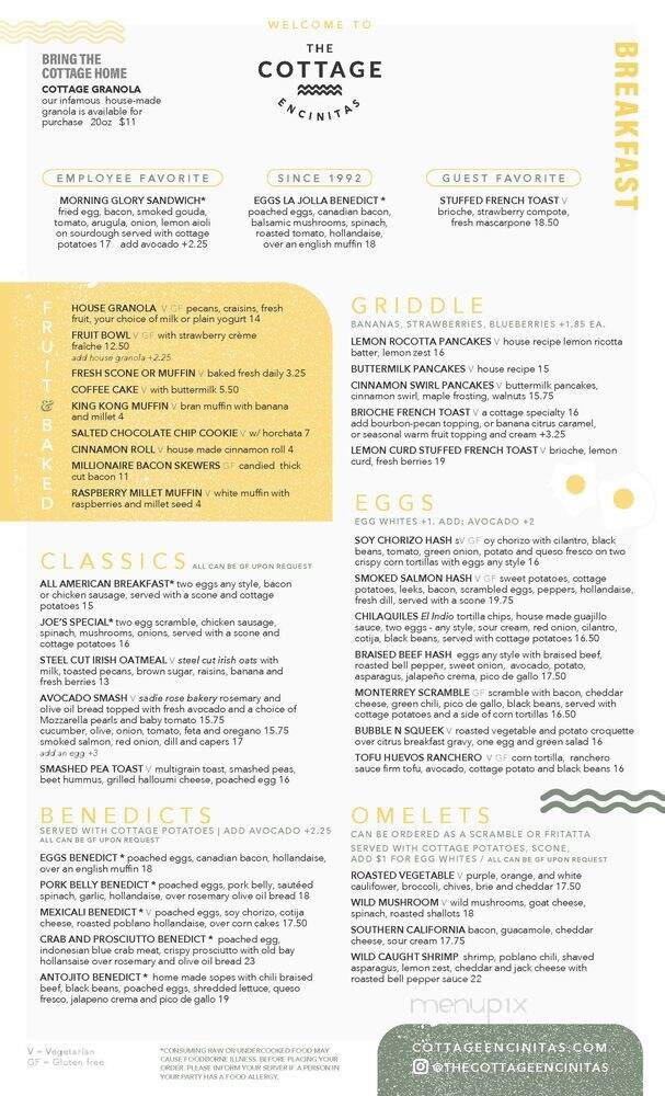 The Cottage - Encinitas, CA menu_pic