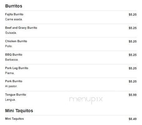 Taqueria El Tapatio - New Braunfels, TX menu_pic