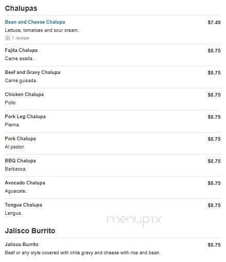 Taqueria El Tapatio - New Braunfels, TX menu_pic