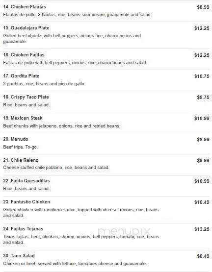 Taqueria El Tapatio - New Braunfels, TX menu_pic
