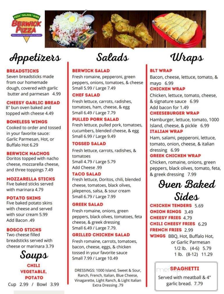 Berwick Pizza - Green Camp, OH menu_pic