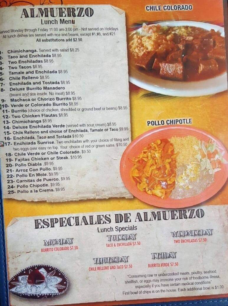 El Tapatio Mexican Restaurant - Coquille, OR menu_pic