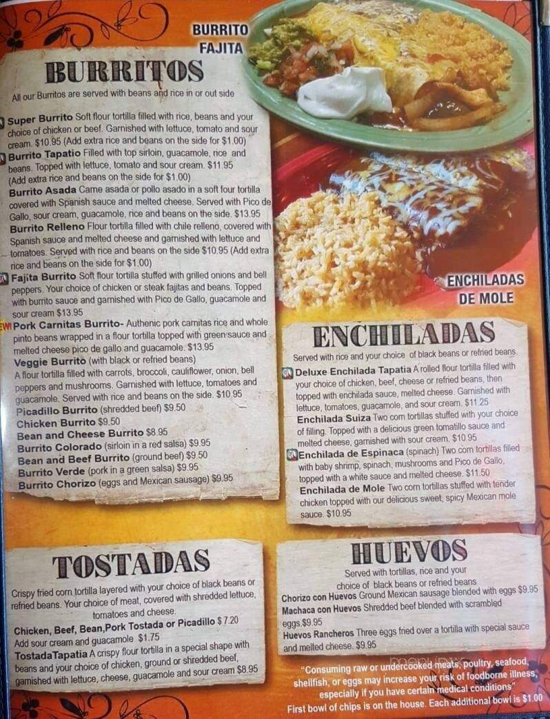 El Tapatio Mexican Restaurant - Coquille, OR menu_pic