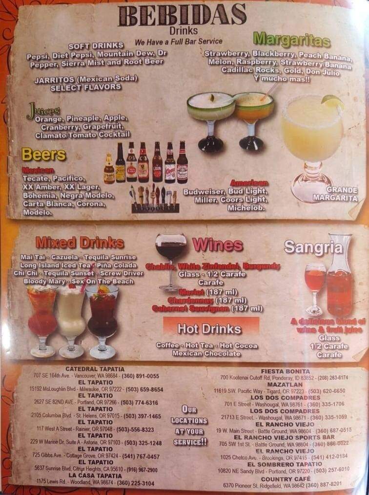 El Tapatio Mexican Restaurant - Coquille, OR menu_pic