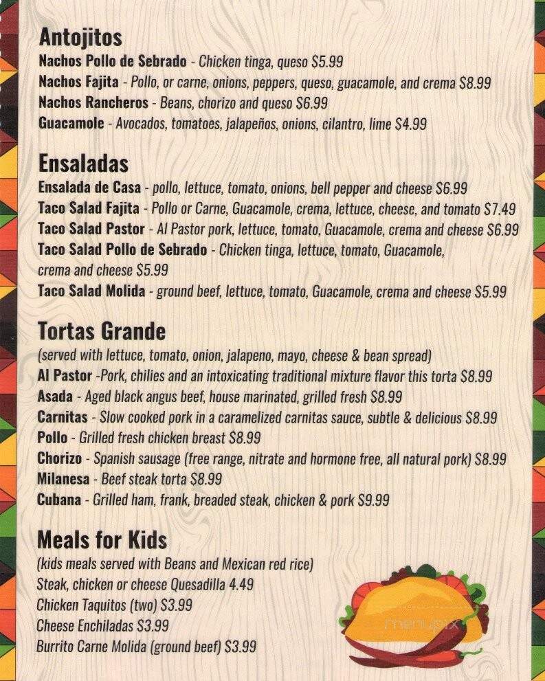 Taqueria El Paso - Boone, NC menu_pic