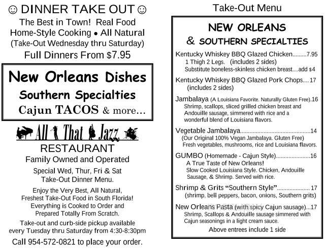 All That Jazz Cafe & Grill - Sunrise, FL menu_pic