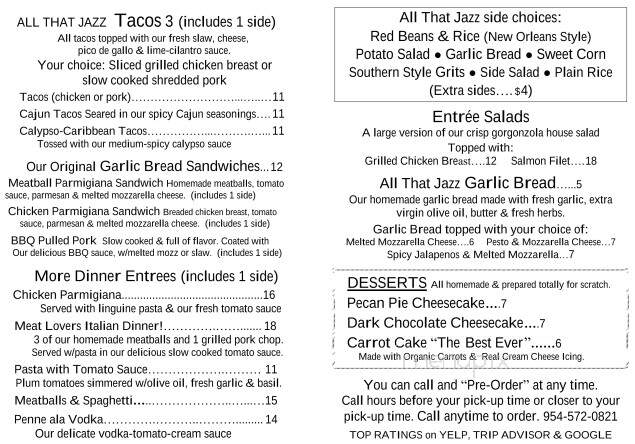 All That Jazz Cafe & Grill - Sunrise, FL menu_pic
