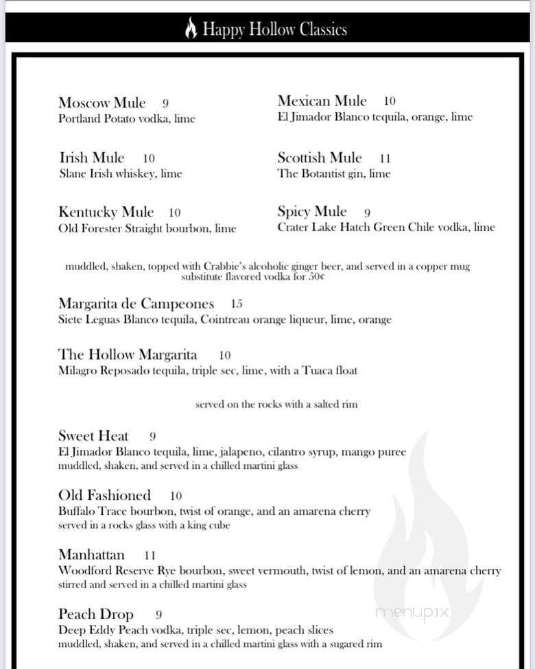 Happy Hollow Pizzeria - Happy Valley, OR menu_pic